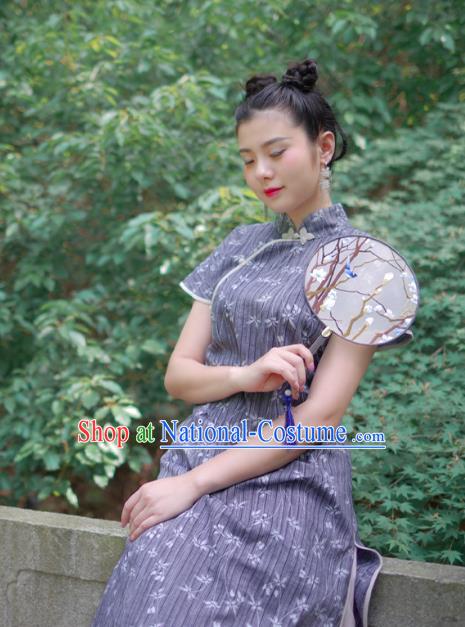 Traditional Ancient Chinese Young Women Cheongsam Dress Republic of China Tangsuit Stand Collar Blouse Dress Tang Suit Clothing for Women