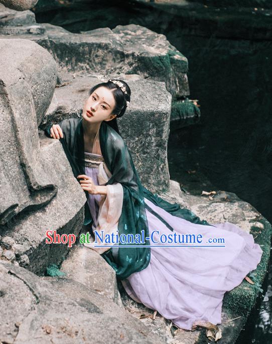 Traditional Chinese Ancient Costume Imperial Concubine Green Cardigan and Skirt, Asian China Tang Dynasty Palace Lady Clothing for Women