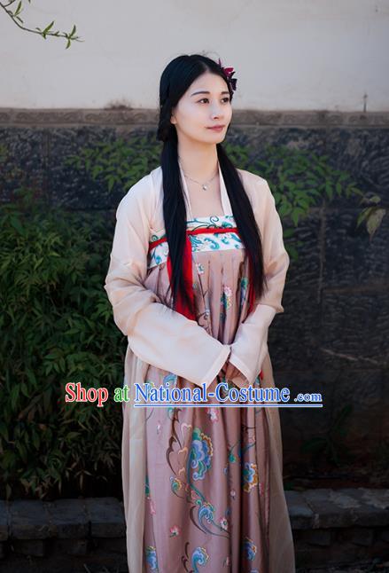 Traditional Chinese Ancient Costume Imperial Concubine Slip Skirt, Asian China Tang Dynasty Palace Lady Clothing for Women