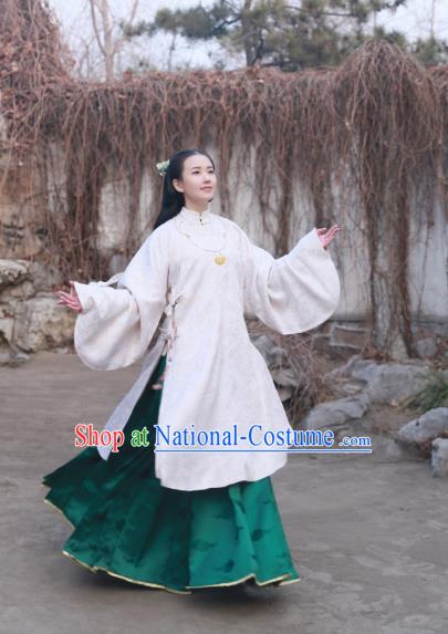 Traditional Chinese Ancient Costume Palace Lady Embroidered White Blouse and Slip Skirt, Asian China Ming Dynasty Princess Hanfu Clothing for Women