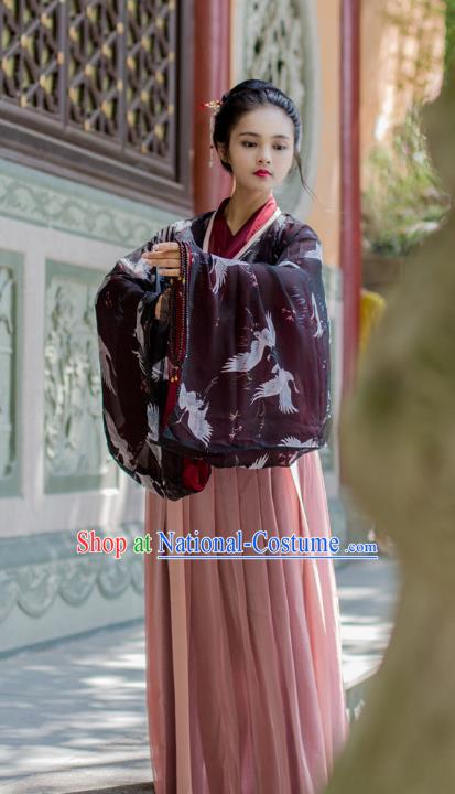 Traditional Chinese Ancient Costume Princess Blouse and Slip Skirt, Asian China Jin Dynasty Palace Lady Hanfu Clothing for Women