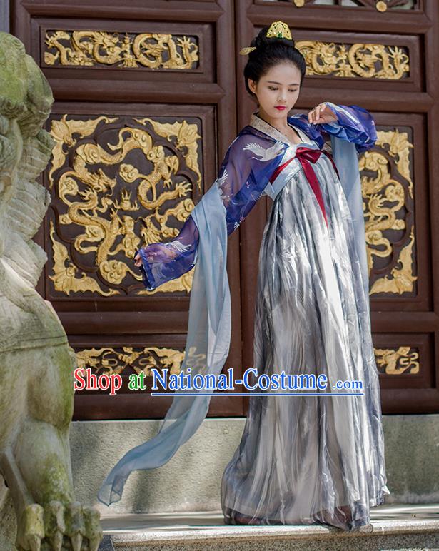 Traditional Chinese Ancient Costume Princess Silk Slip Skirt, Asian China Tang Dynasty Palace Lady Hanfu Dress Clothing for Women