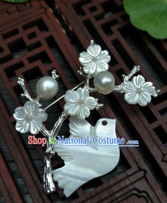 Traditional Handmade Chinese Ancient Classical Hanfu Birds Breastpin Brooch for Women