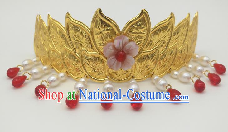 Traditional Handmade Chinese Ancient Classical Hair Accessories Queen Tassel Lotus Coronet, Princess Hair Fascinators Hairpins for Women