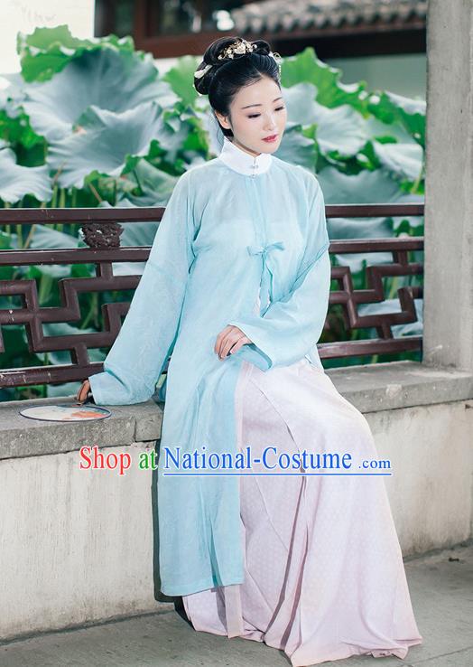 Traditional Chinese Ming Dynasty Imperial Princess Costume, Asian China Ancient Palace Lady Hanfu Silk Blouse and Skirt Clothing for Women