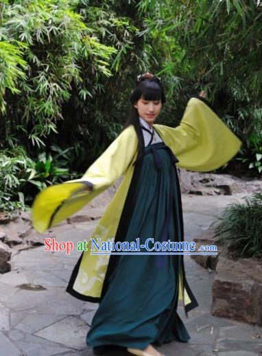 Traditional Chinese Tang Dynasty Nobility Lady Embroidered Dress Costume, Asian China Ancient Princess Hanfu Dress Clothing for Women