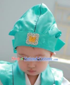 Traditional Korean Hair Accessories Green Baby Hats, Asian Korean Fashion National Boys Headwear for Kids