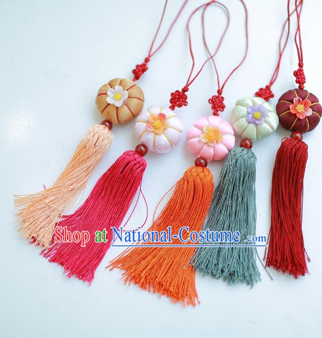 Korean National Accessories Bride Pumpkin Waist Pendant, Asian Korean Wedding Hanbok Tassel Waist Decorations for Women