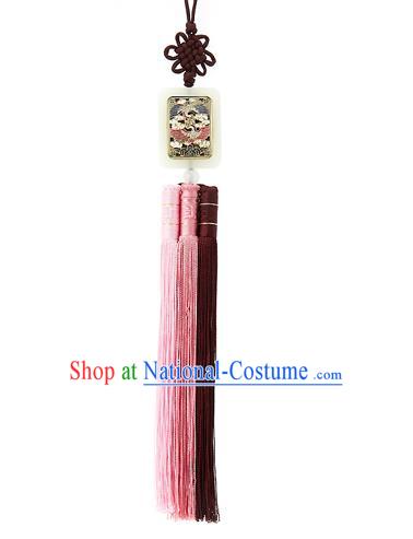 Korean National Accessories Bride Wedding Jade Waist Pendant, Asian Korean Hanbok Tassel Waist Decorations for Women