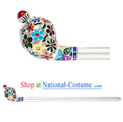 Traditional Korean National Wedding Hair Accessories Bride Palace Blueing Hairpins, Korean Hanbok Fashion Hair Stick Headwear for Women