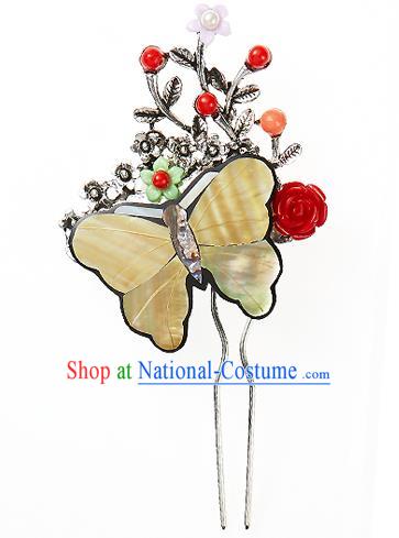 Traditional Korean National Wedding Hair Accessories Bride Palace Butterfly Hairpins, Korean Hanbok Fashion Hair Stick Headwear for Women