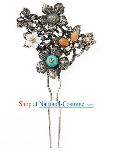 Traditional Korean National Wedding Hair Accessories Bride Palace Beads Flowers Hairpins, Korean Hanbok Fashion Hair Stick Headwear for Women