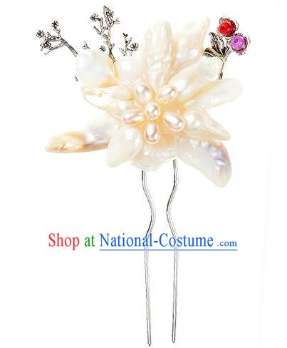 Traditional Korean National Wedding Hair Accessories Bride Palace Cyphers Pearls Flower Hairpins, Korean Hanbok Fashion Hair Stick Headwear for Women