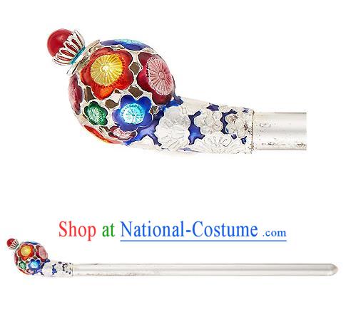 Traditional Korean National Wedding Hair Accessories Bride Palace Cyphers Blueing Hairpins, Korean Hanbok Fashion Hair Stick Headwear for Women