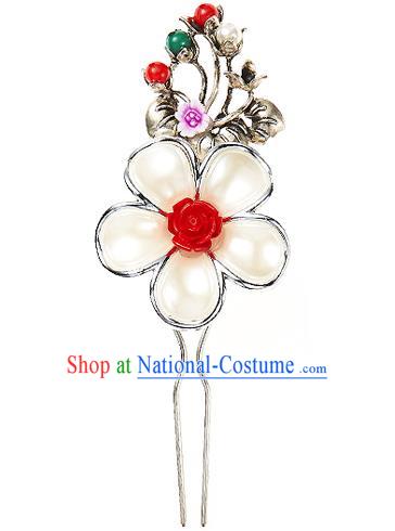 Traditional Korean National Wedding Hair Accessories Bride Palace Cyphers Pearls Flowers Hairpins, Korean Hanbok Fashion Hair Stick Headwear for Women