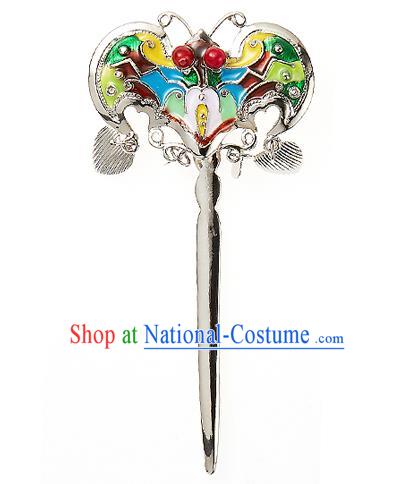 Traditional Korean National Wedding Hair Accessories Bride Palace Cyphers Blueing Bat Hairpins, Korean Hanbok Fashion Hair Stick Headwear for Women