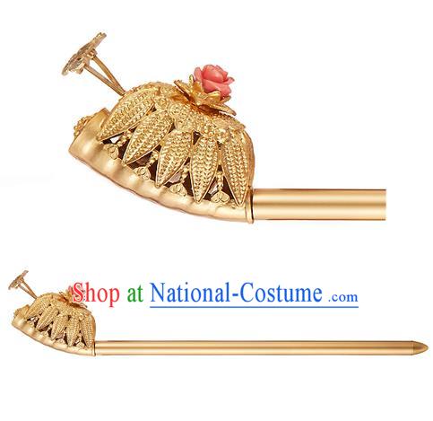 Traditional Korean National Wedding Hair Accessories Bride Golden Hairpins, Korean Hanbok Fashion Hair Stick Headwear for Women