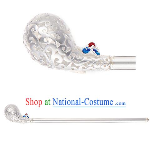 Traditional Korean National Wedding Hair Accessories Bride White Hairpins, Korean Hanbok Fashion Hair Stick Headwear for Women