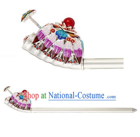 Traditional Korean National Hair Accessories Bride Purple Crystal Hairpins, Asian Korean Hanbok Fashion Headwear Hair Stick for Women