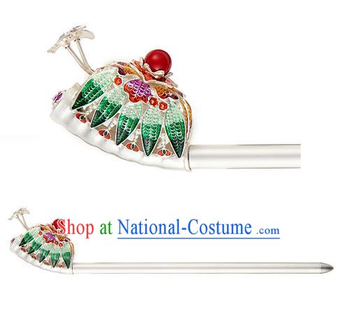 Traditional Korean National Hair Accessories Bride Green Crystal Hairpins, Asian Korean Hanbok Fashion Headwear Hair Stick for Women