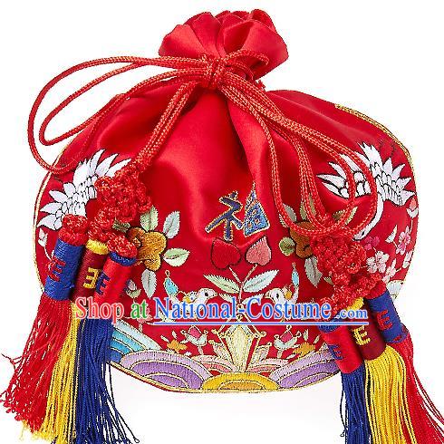 Traditional Korean Accessories Palace Princess Embroidered Purse, Asian Korean Fashion Lucky Bag for Kids