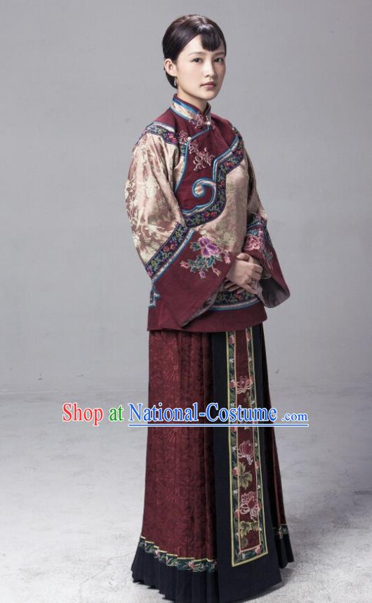 Traditional Chinese Republic of China Young Lady Costume, Asian China Ancient Countrywoman Embroidered Xiuhe Suit for Women