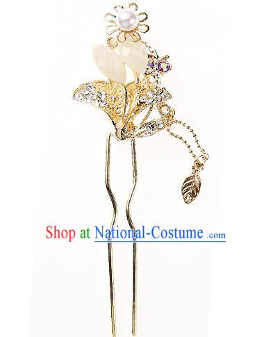 Korean National Wedding Hair Accessories Bride Hairpins Crystal Butterfly Hair Clip, Korean Hanbok Fashion Palace Hair Clasp for Women