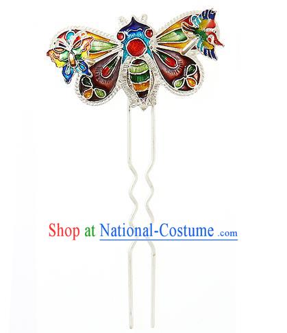 Korean National Wedding Hair Accessories Bride Blueing Bee Hairpins, Korean Hanbok Fashion Palace Hair Clasp for Women