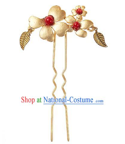 Korean National Wedding Hair Accessories Bride Golden Flower Hair Clip, Korean Hanbok Fashion Palace Hairpins for Women