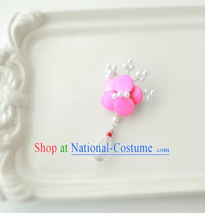 Korean National Accessories Girls Rosy Begonia Brooch, Asian Korean Hanbok Fashion Bride Breastpin for Kids