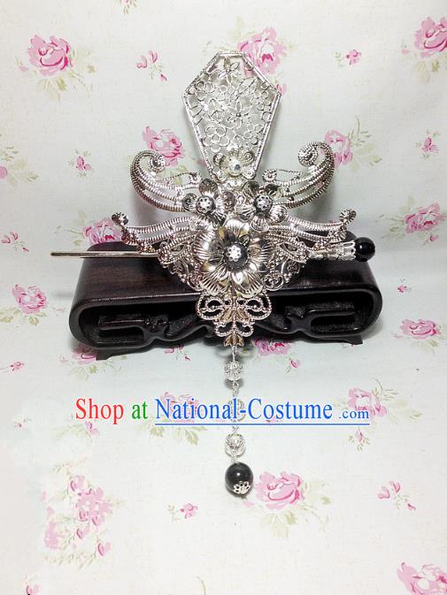 Traditional Handmade Chinese Classical Hair Accessories, Ancient Royal Highness Headband Tassel Tuinga Hairdo Crown for Men