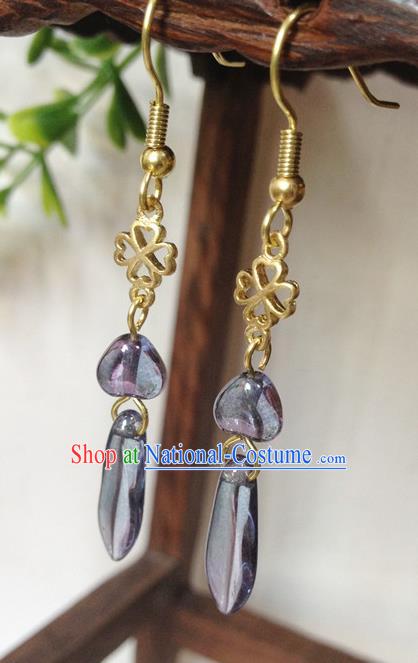 Traditional Handmade Chinese Ancient Classical Accessories Bride Hanfu Tassel Earrings for Women