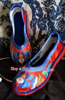 Asian Chinese Traditional Shoes Red Bride Embroidered Shoes, China Peking Opera Handmade Embroidery Shoe Hanfu Princess Shoes for Women