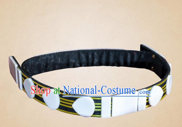 Asian Chinese Ming Dynasty Leather Belts, Traditional China Handmade Hanfu Officer Waistband for Men