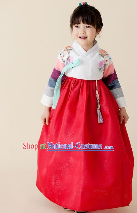 Traditional Korean Hanbok Embroidered Clothing, Asian Korean Fashion Apparel Hanbok Embroidery Costume for Kids