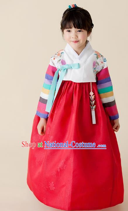 Traditional Korean Hanbok Embroidered Clothing, Asian Korean Fashion Apparel Hanbok Embroidery Costume for Kids