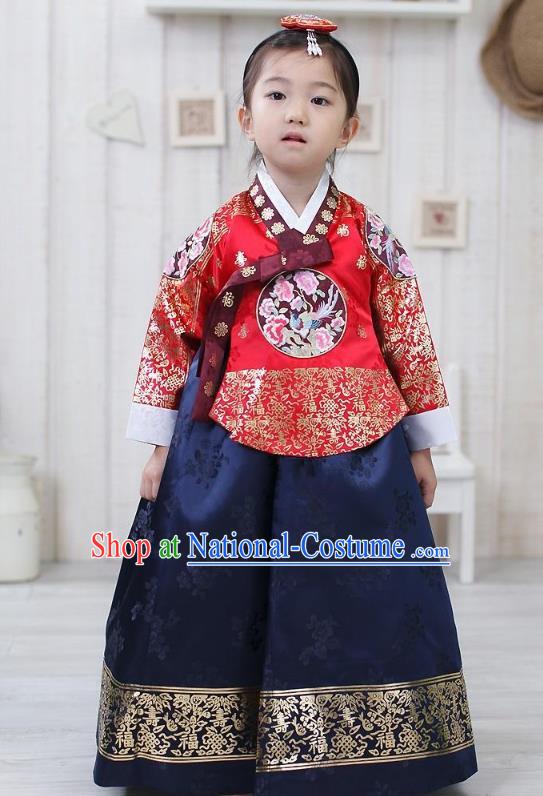 Traditional Korean Hanbok Embroidered Clothing, Asian Korean Fashion Apparel Hanbok Costume for Kids