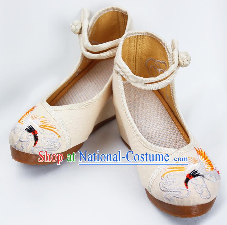 Asian Chinese Shoes Wedding Shoes Princess Shoes, Traditional China Handmade Hanfu Shoes Embroidered Crane Shoes for Women