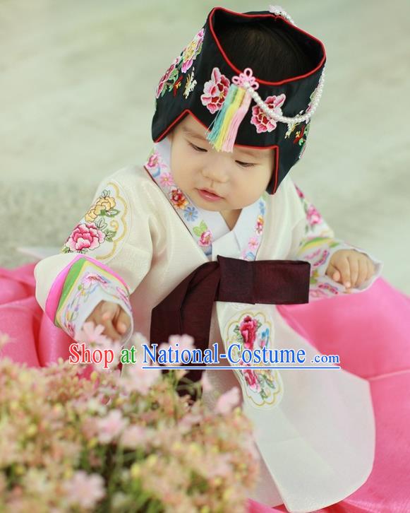 Traditional Korean Handmade Court Hanbok Embroidered Clothing, Asian Korean Apparel Hanbok Embroidery Princess Costume for Kids