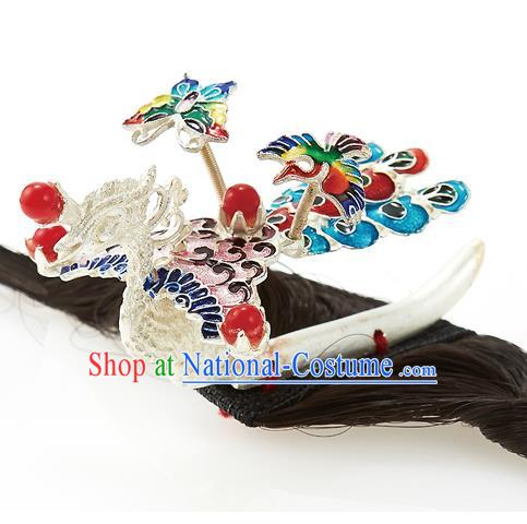 Traditional Korean Hair Accessories Bride Phoenix Hair Claw, Asian Korean Fashion Wedding Hair Decorations for Kids