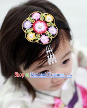 Traditional Korean Hair Accessories Embroidered Hair Clasp, Asian Korean Fashion Headwear for Kids