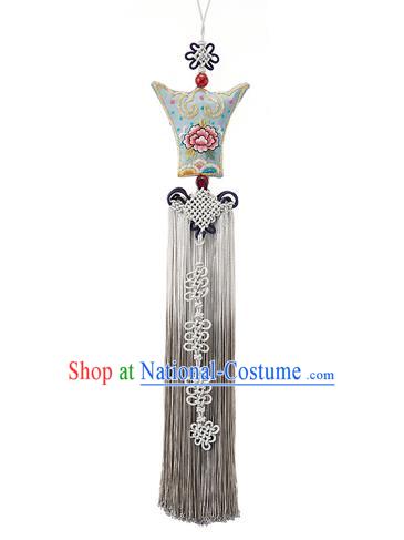 Traditional Korean Accessories Waist Pendant, Asian Korean Fashion Wedding Embroidery Flowers Tassel Waist Decorations for Women