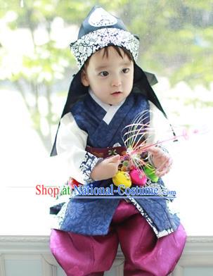 Traditional Korean Handmade Hanbok Embroidered Costume, Asian Korean Apparel Hanbok Embroidery Clothing for Boys