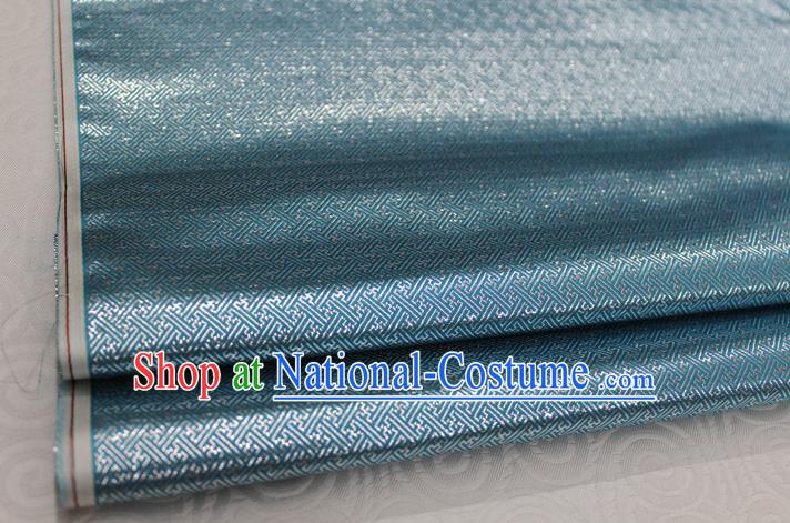 Chinese Traditional Royal Palace Pattern Mongolian Robe Light Blue Brocade Fabric, Chinese Ancient Emperor Costume Drapery Hanfu Tang Suit Material