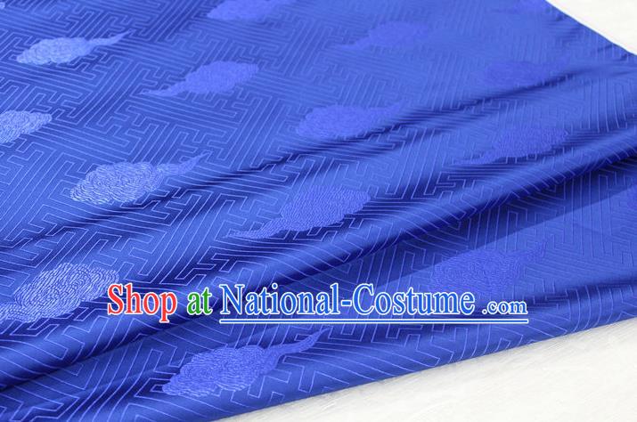 Chinese Traditional Royal Palace Cloud Pattern Royalblue Brocade Mongolian Robe Fabric, Chinese Ancient Costume Satin Hanfu Tang Suit Material