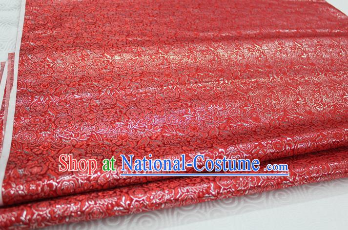 Chinese Traditional Royal Palace Pattern Cheongsam Red Brocade Fabric, Chinese Ancient Costume Satin Hanfu Material