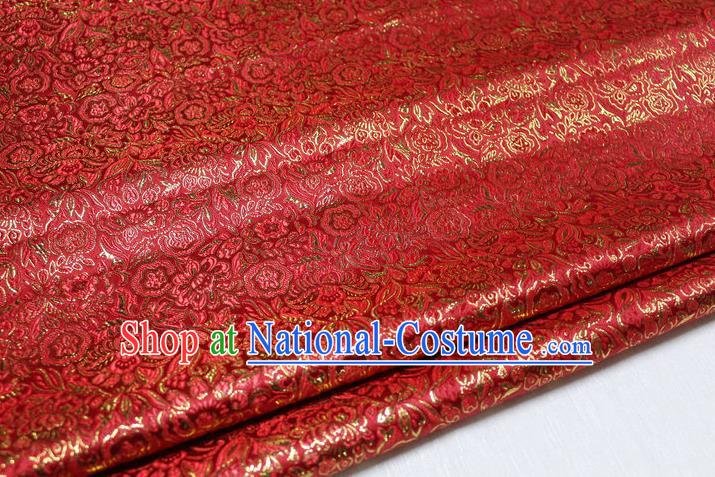 Chinese Traditional Royal Palace Pattern Cheongsam Red Brocade Fabric, Chinese Ancient Costume Satin Hanfu Material