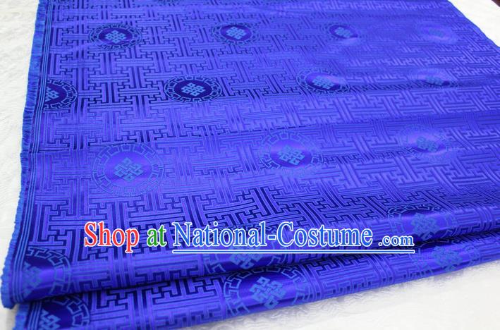 Chinese Traditional Ancient Costume Palace Pattern Mongolian Robe Royalblue Brocade Tang Suit Fabric Hanfu Material