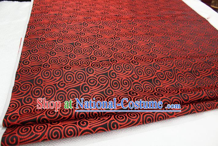 Chinese Traditional Palace Red Auspicious Clouds Pattern Tang Suit Mongolian Robe Black Brocade Fabric, Chinese Ancient Costume Hanfu Material