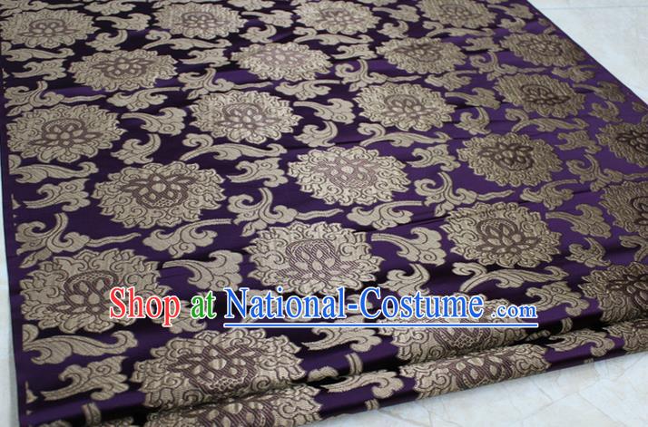 Chinese Traditional Ancient Costume Palace Lotus Pattern Mongolian Robe Purple Brocade Tang Suit Fabric Hanfu Material